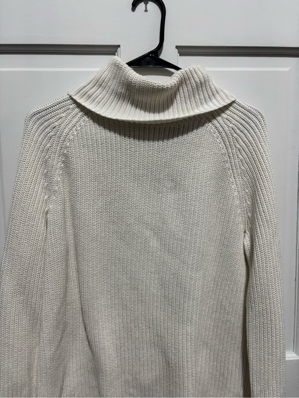 Lands' End Women’s Cream Turtleneck Ribbed Sweater